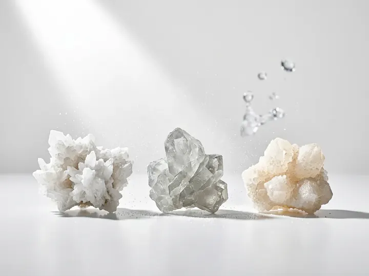 Close-up of BHB mineral salt crystals, the ingredient detail a forum thread cannot verify but a label can